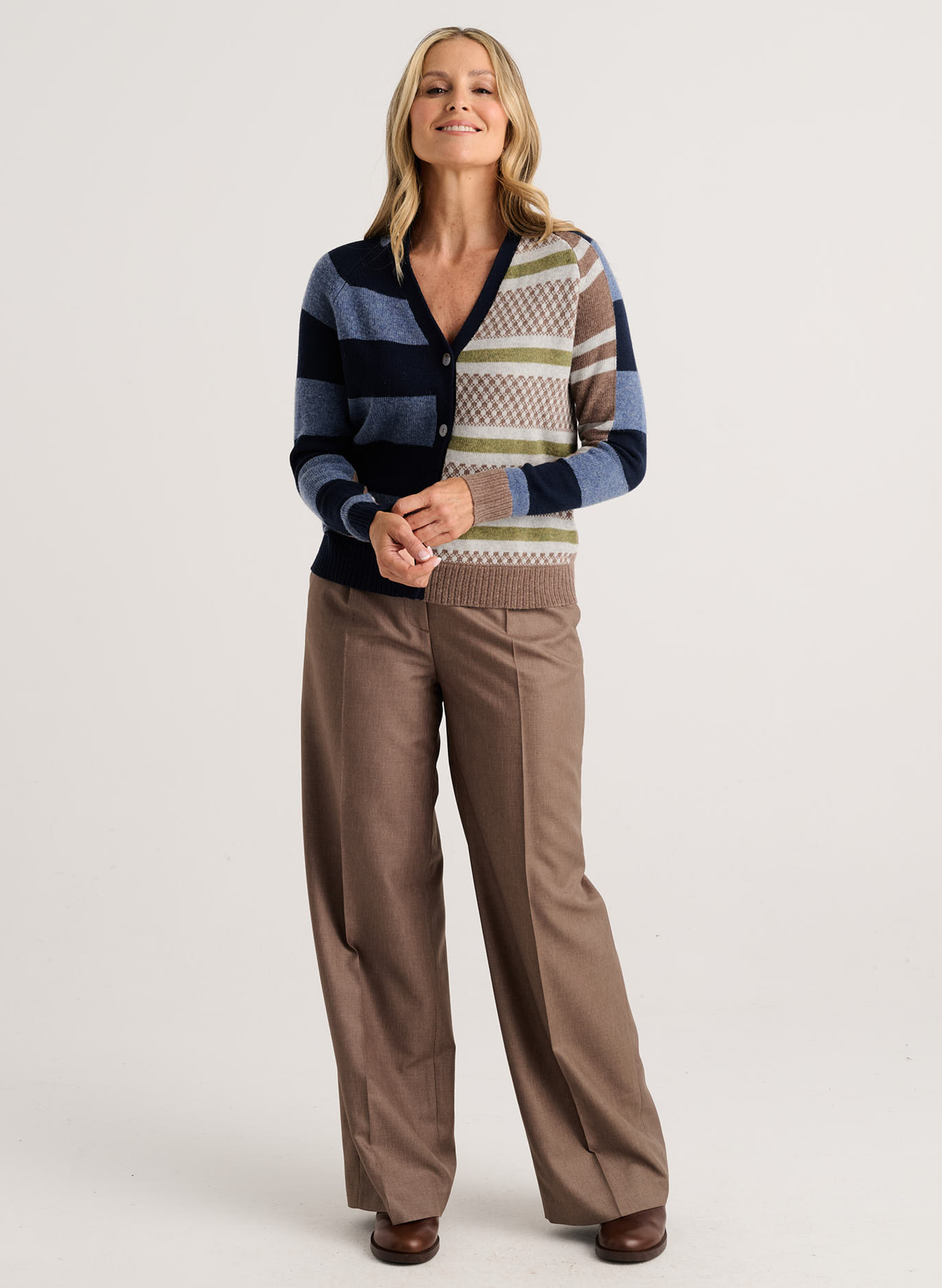 Zaket & Plover - Stripe Meets Check Cardi - Ink