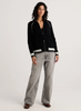 Zaket & Plover Zaket & Plover - Stripe Trim Zip-Up Hoodie - Black available at The Good Life Boutique