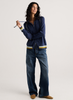 Zaket & Plover - Stripe Trim Zip-Up Hoodie - Denim