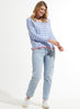 Zaket & Plover Zaket & Plover - Stripe V Sweater - Chambray available at The Good Life Boutique