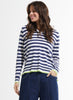 Zaket & Plover Zaket & Plover - Stripe V Sweater - White available at The Good Life Boutique