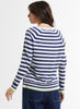 Zaket & Plover Zaket & Plover - Stripe V Sweater - White available at The Good Life Boutique