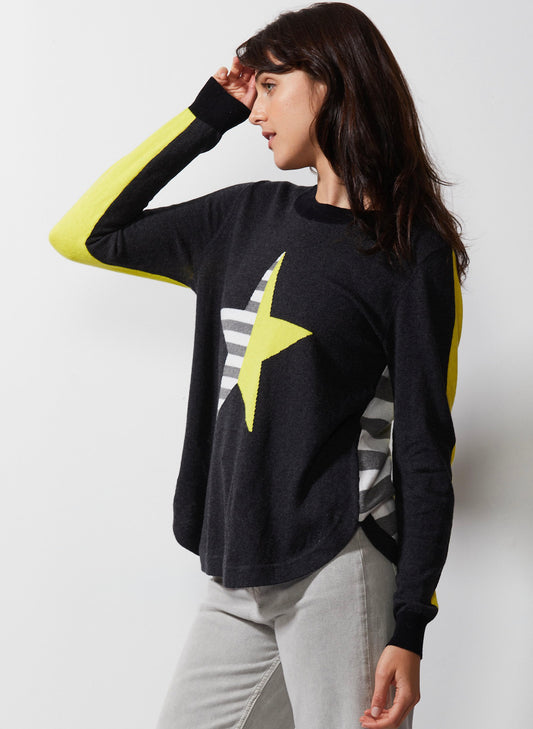 Zaket & Plover Zaket & Plover - Stripey Stardom Sweater - Charcoal available at The Good Life Boutique