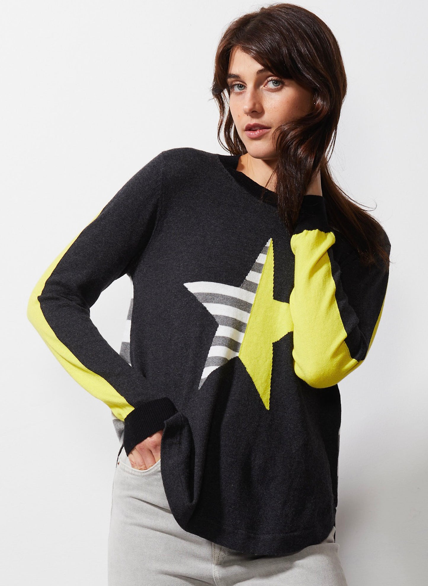 Zaket & Plover Zaket & Plover - Stripey Stardom Sweater - Charcoal available at The Good Life Boutique