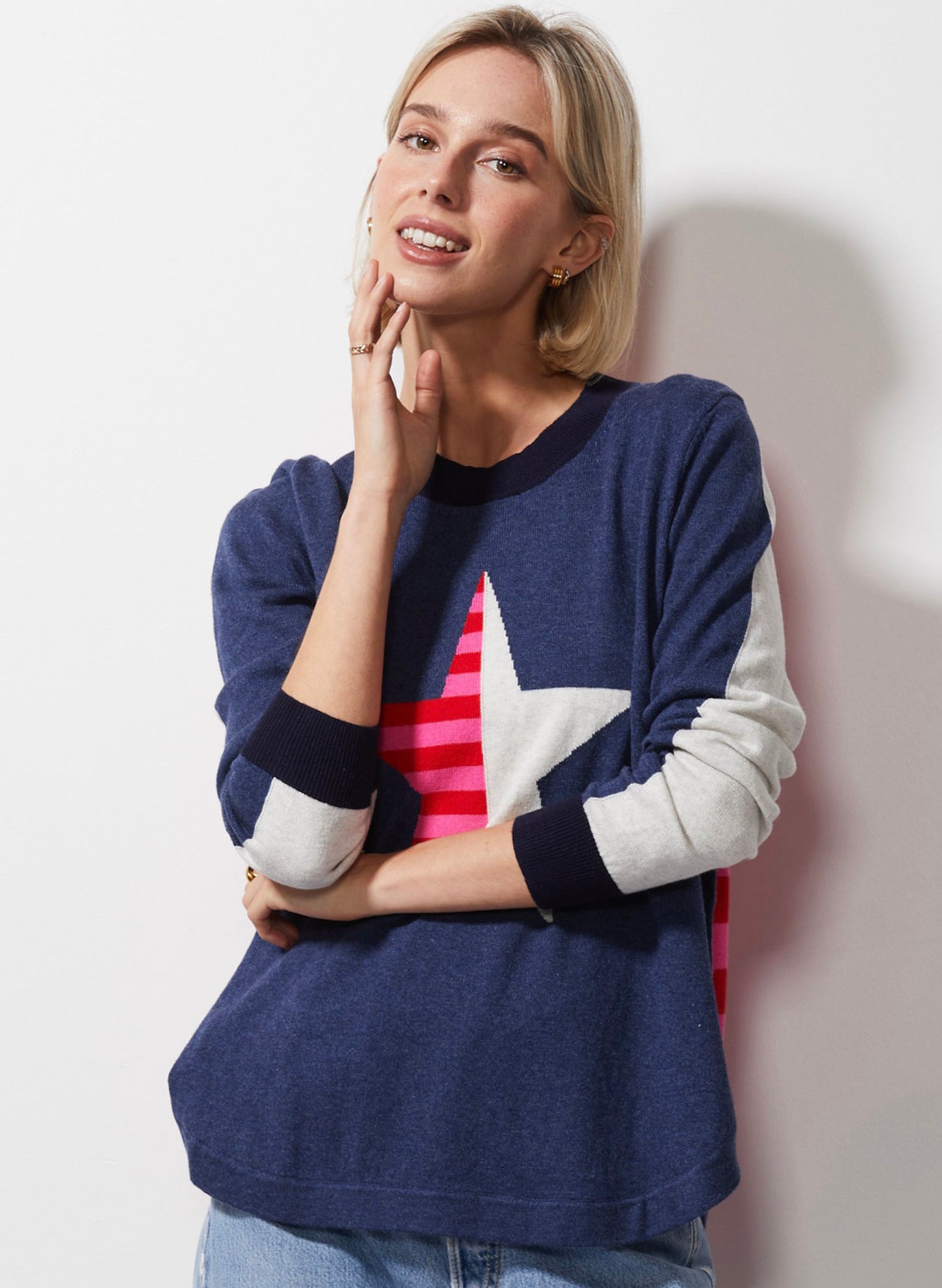 Zaket & Plover Zaket & Plover - Stripey Stardom Sweater - Denim available at The Good Life Boutique