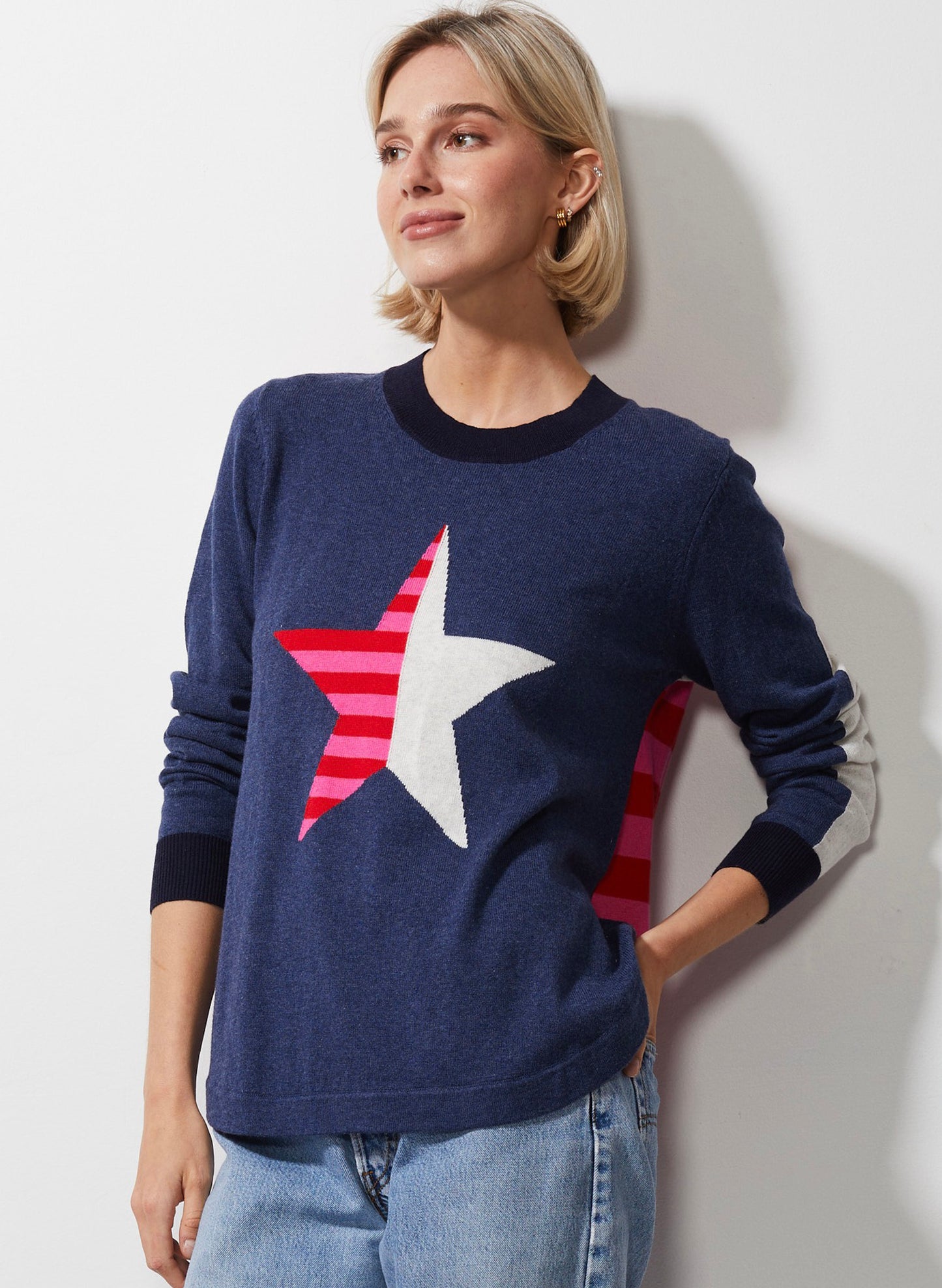 Zaket & Plover Zaket & Plover - Stripey Stardom Sweater - Denim available at The Good Life Boutique