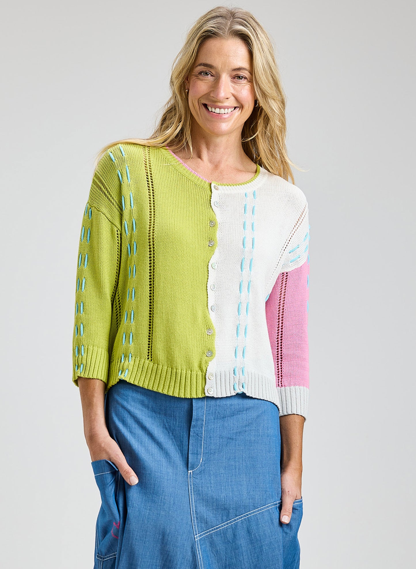 Zaket & Plover - Threaded Detail Cardi - Lime