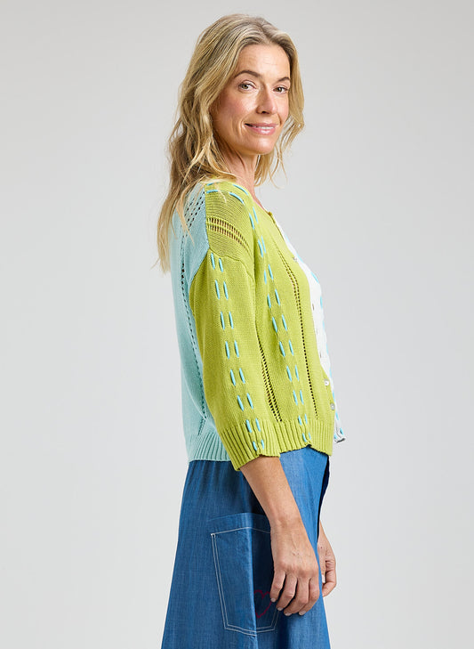 Zaket & Plover - Threaded Detail Cardi - Lime