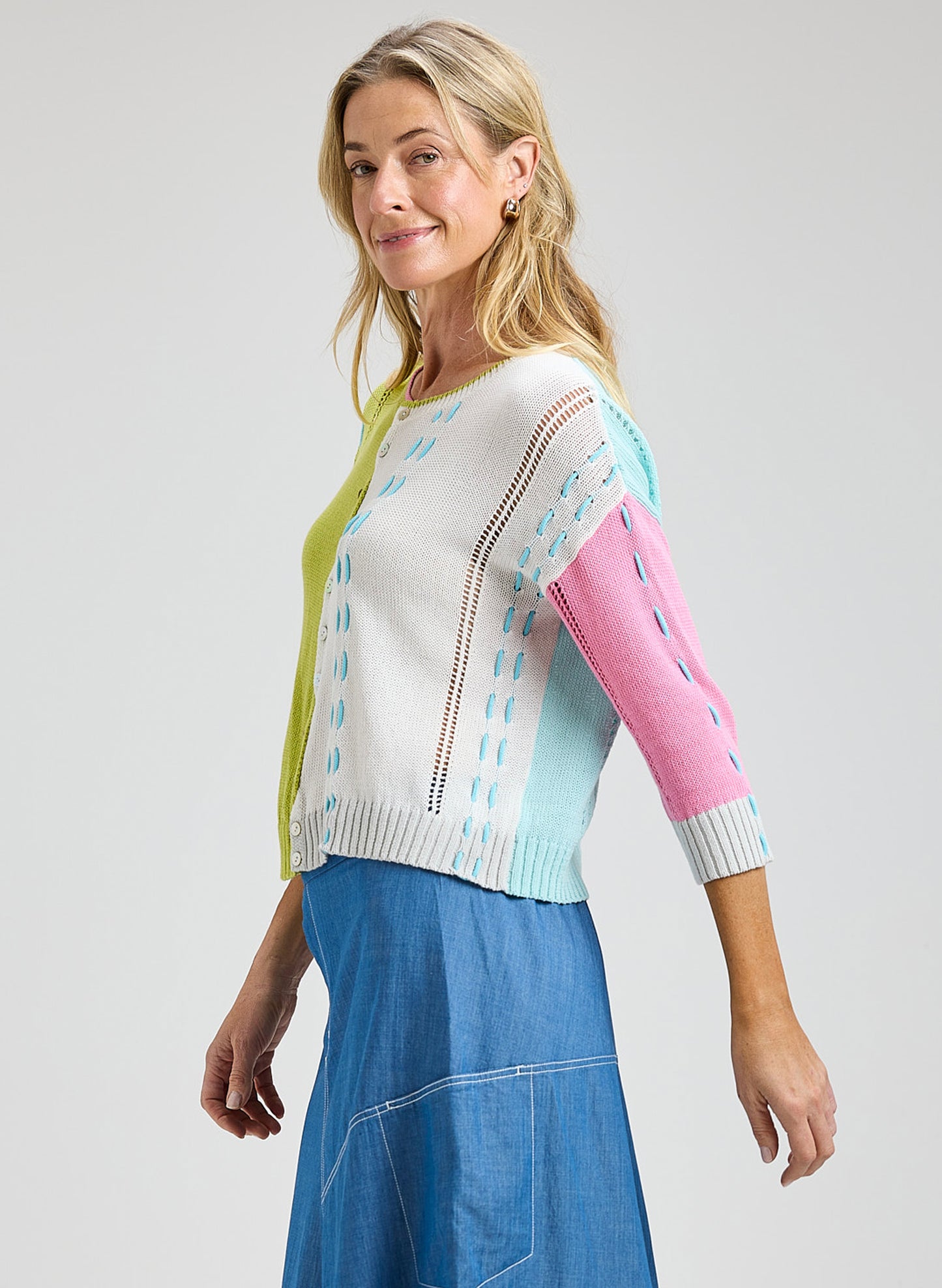 Zaket & Plover - Threaded Detail Cardi - Lime