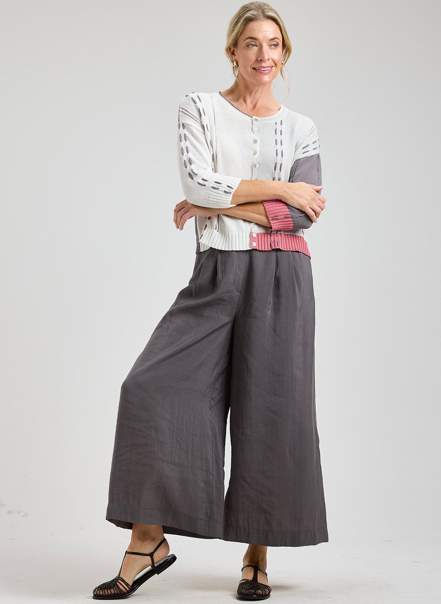 Zaket & Plover - Threaded Detail Cardi - White