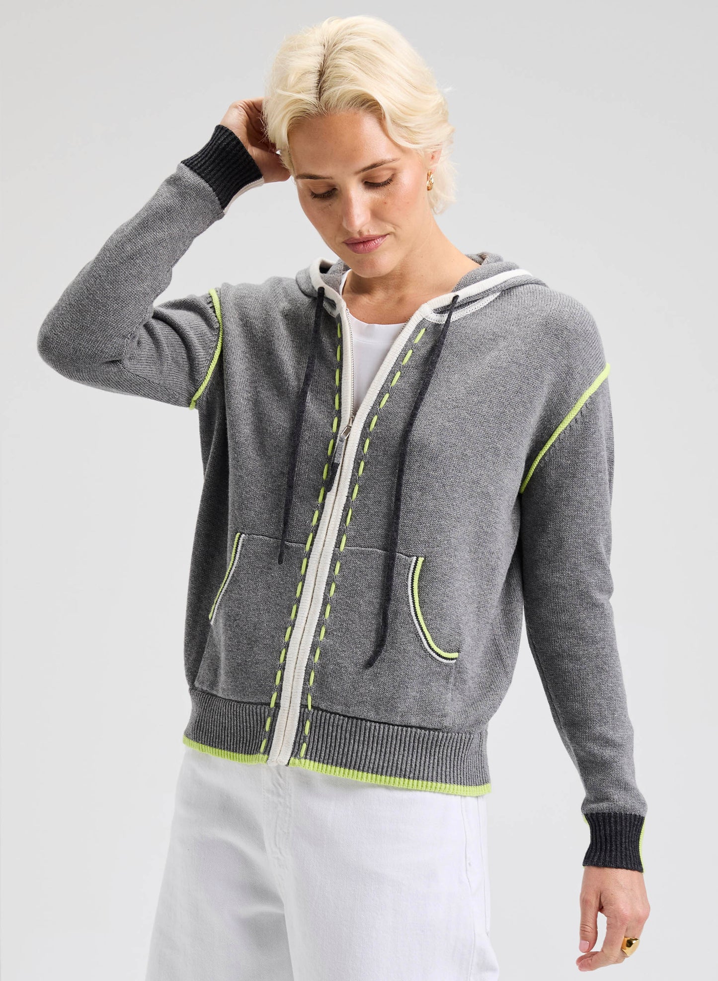 Zaket & Plover Zaket & Plover - Threaded Hoodie - Cloud available at The Good Life Boutique