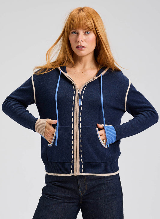 Zaket & Plover Zaket & Plover - Threaded Hoodie - DK Denim available at The Good Life Boutique