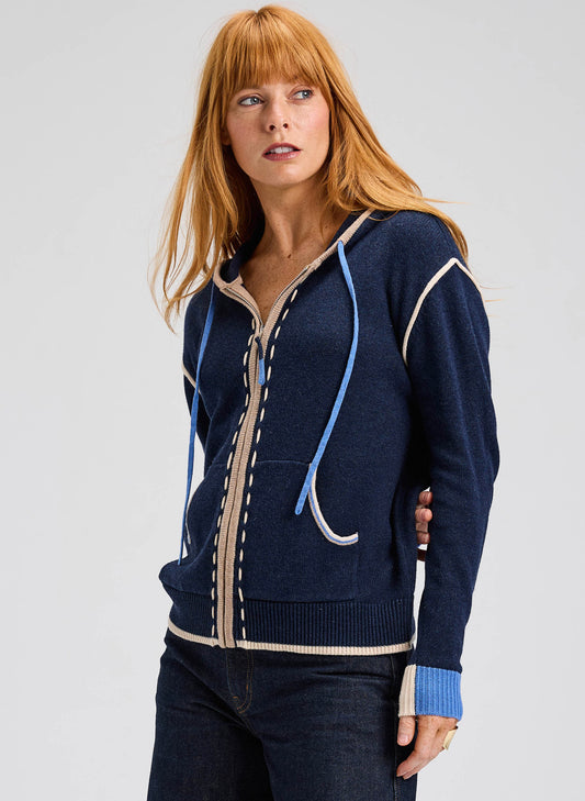 Zaket & Plover Zaket & Plover - Threaded Hoodie - DK Denim available at The Good Life Boutique