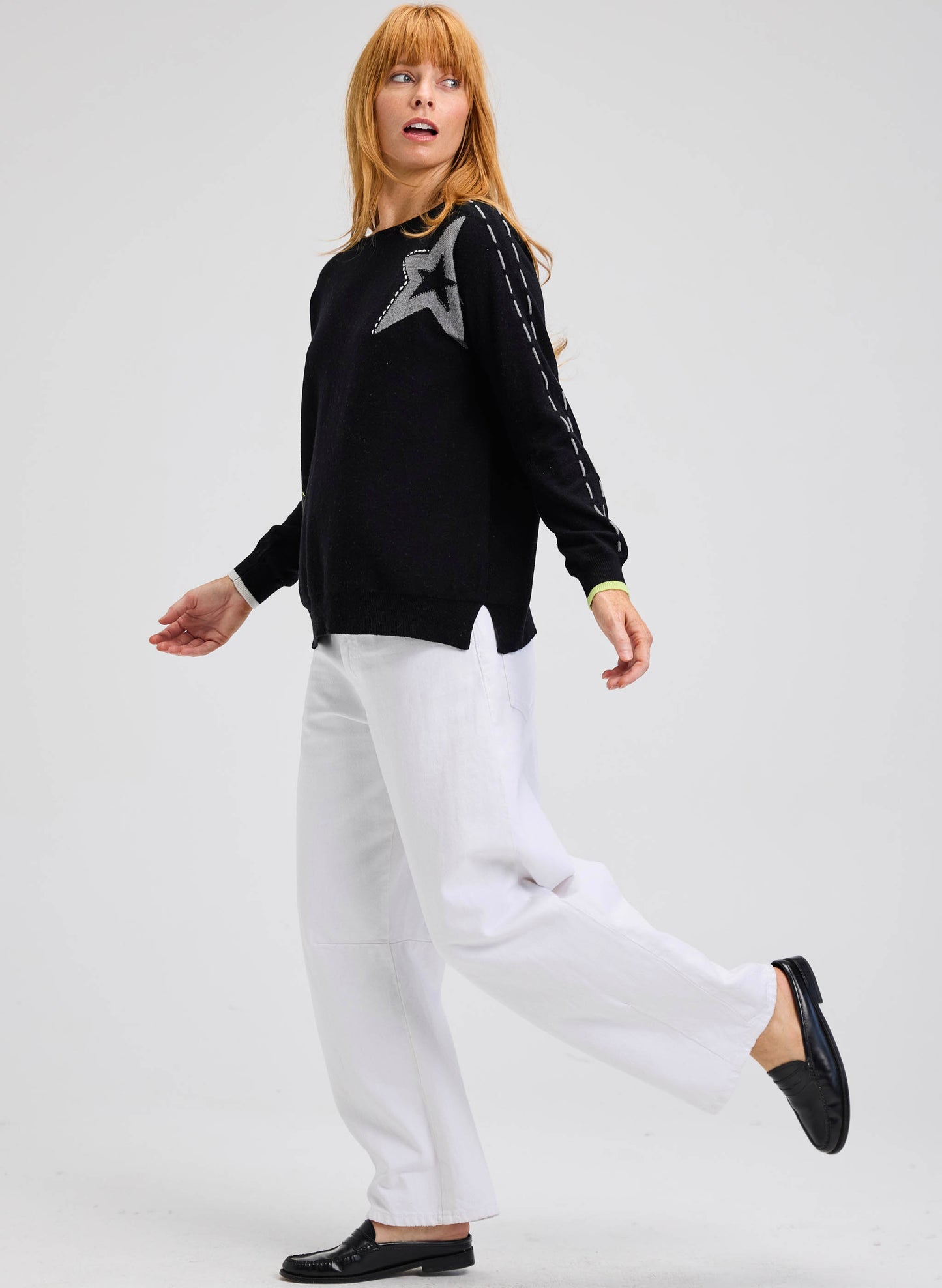 Zaket & Plover Zaket & Plover - Threaded Star Sweater - Black available at The Good Life Boutique