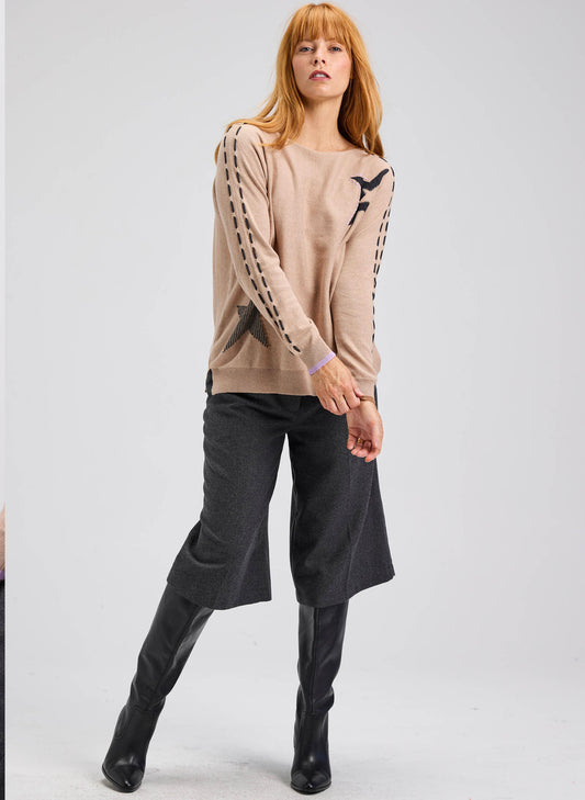 Zaket & Plover Zaket & Plover - Threaded Star Sweater - Oat available at The Good Life Boutique