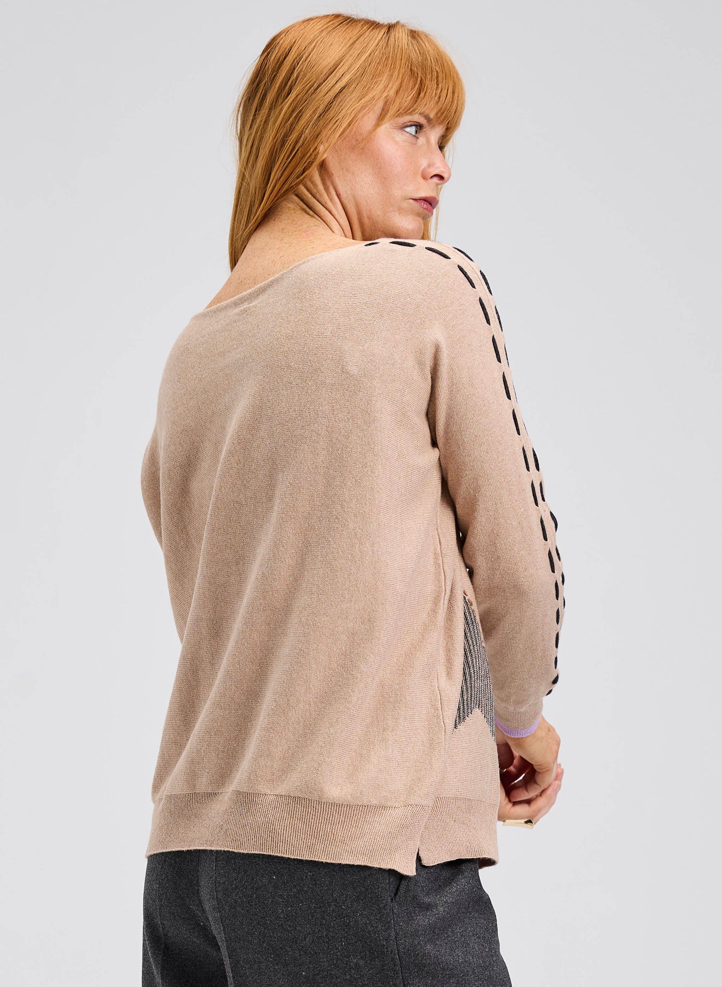 Zaket & Plover Zaket & Plover - Threaded Star Sweater - Oat available at The Good Life Boutique