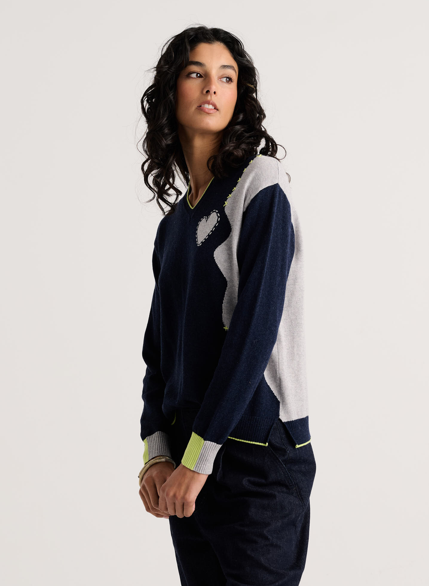 Zaket & Plover Zaket & Plover - Threaded With Love V - Dk Denim available at The Good Life Boutique