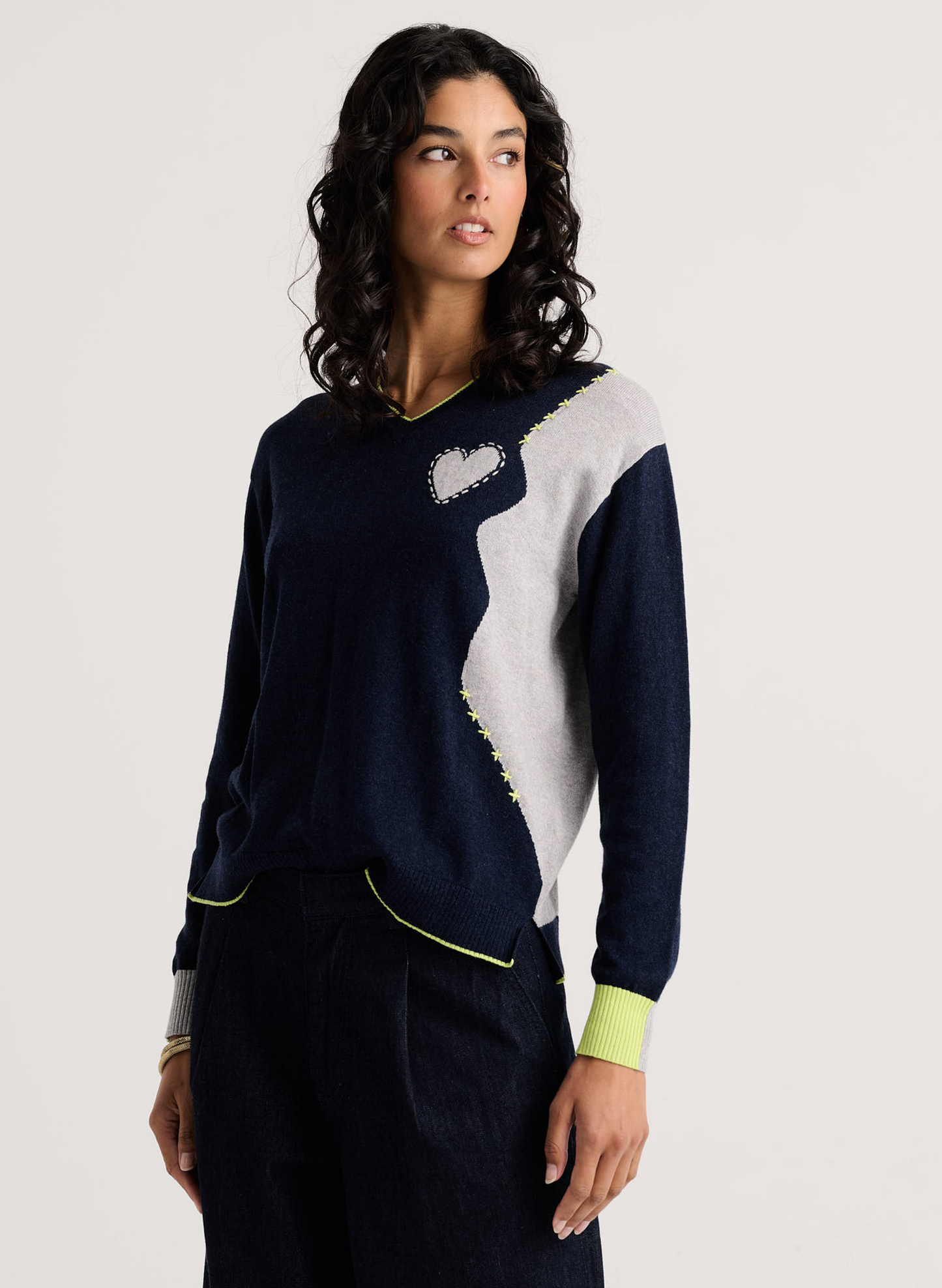 Zaket & Plover Zaket & Plover - Threaded With Love V - Dk Denim available at The Good Life Boutique