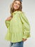 Davi&Dani Button Placket Layered Ruffle Hem Shirts Blouse - Lime available at The Good Life Boutique