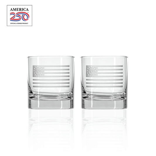 Rolf Glass America250 Betsy Ross Flag 10oz O The Rocks Whiskey Glass available at The Good Life Boutique