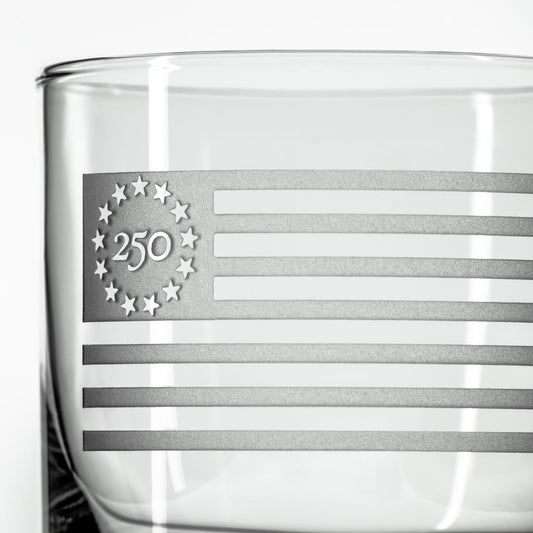 Rolf Glass America250 Betsy Ross Flag 10oz O The Rocks Whiskey Glass available at The Good Life Boutique