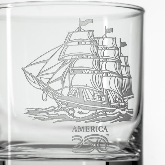 Rolf Glass America250 Tall Ship 10oz On The Rocks Whiskey Glass available at The Good Life Boutique