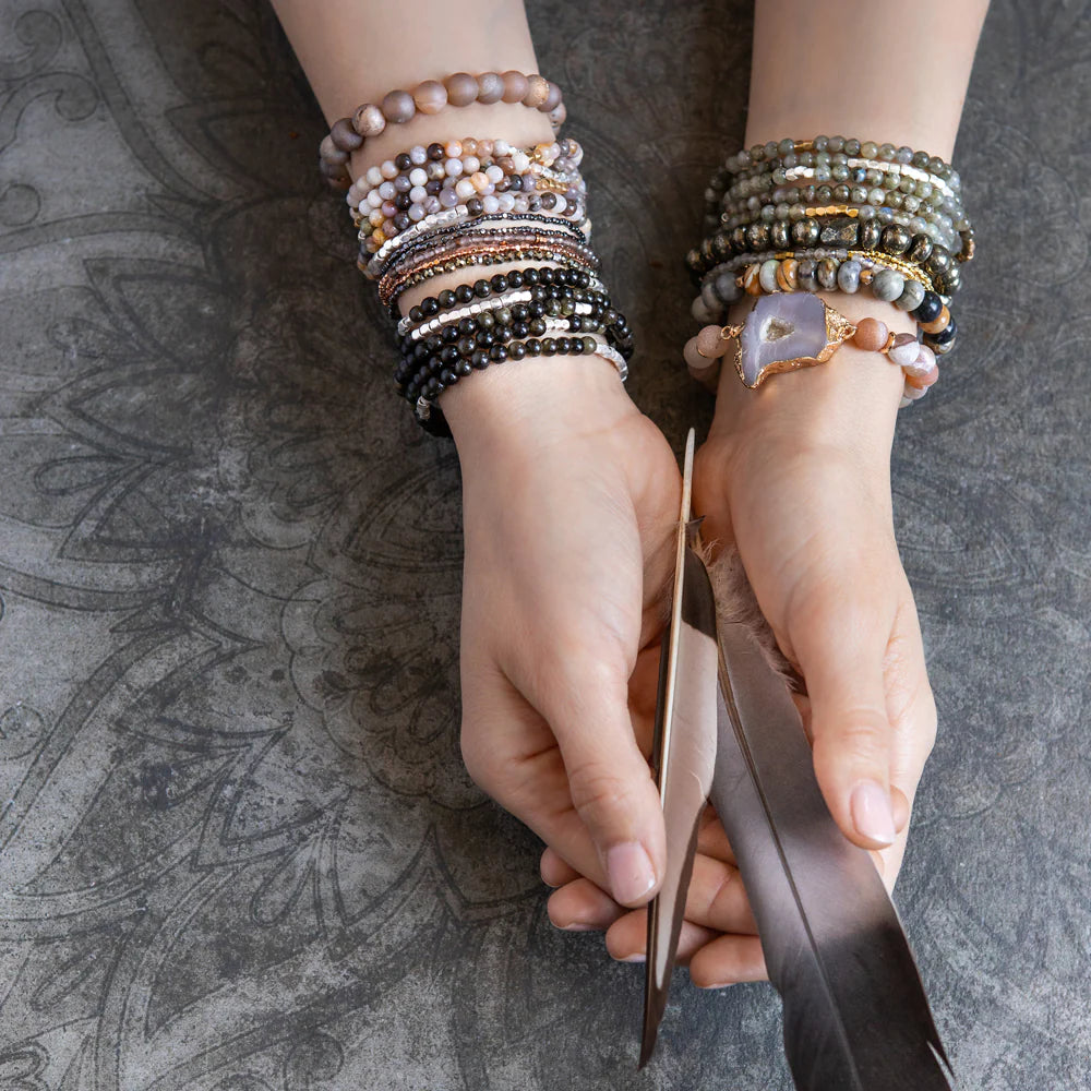 Scout Curated Wears Stone Wrap Bracelet/Necklace - Pyrite/Gold - Stone Of Positive Energy available at The Good Life Boutique