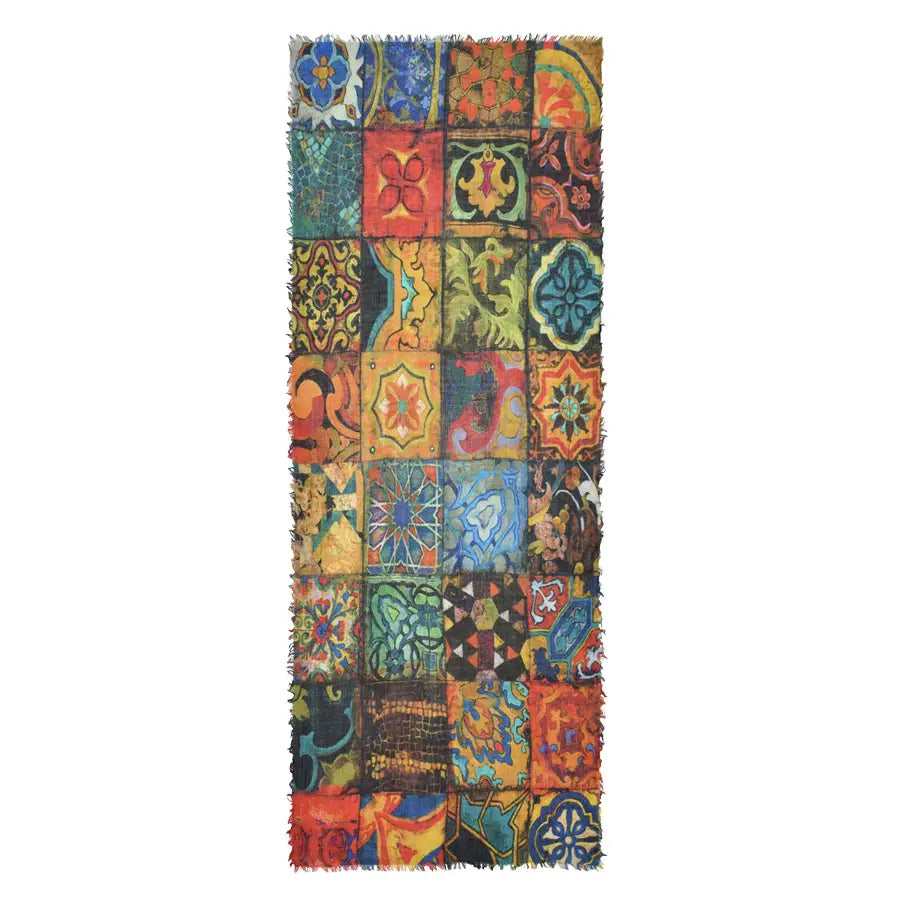 Dupatta Designs Ayman Scarf - Multi Color - 25.7" x 76" available at The Good Life Boutique