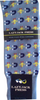 Blue socks with yellow chick and magnet pattern, Lazyjack Press Peruvian Pima cotton