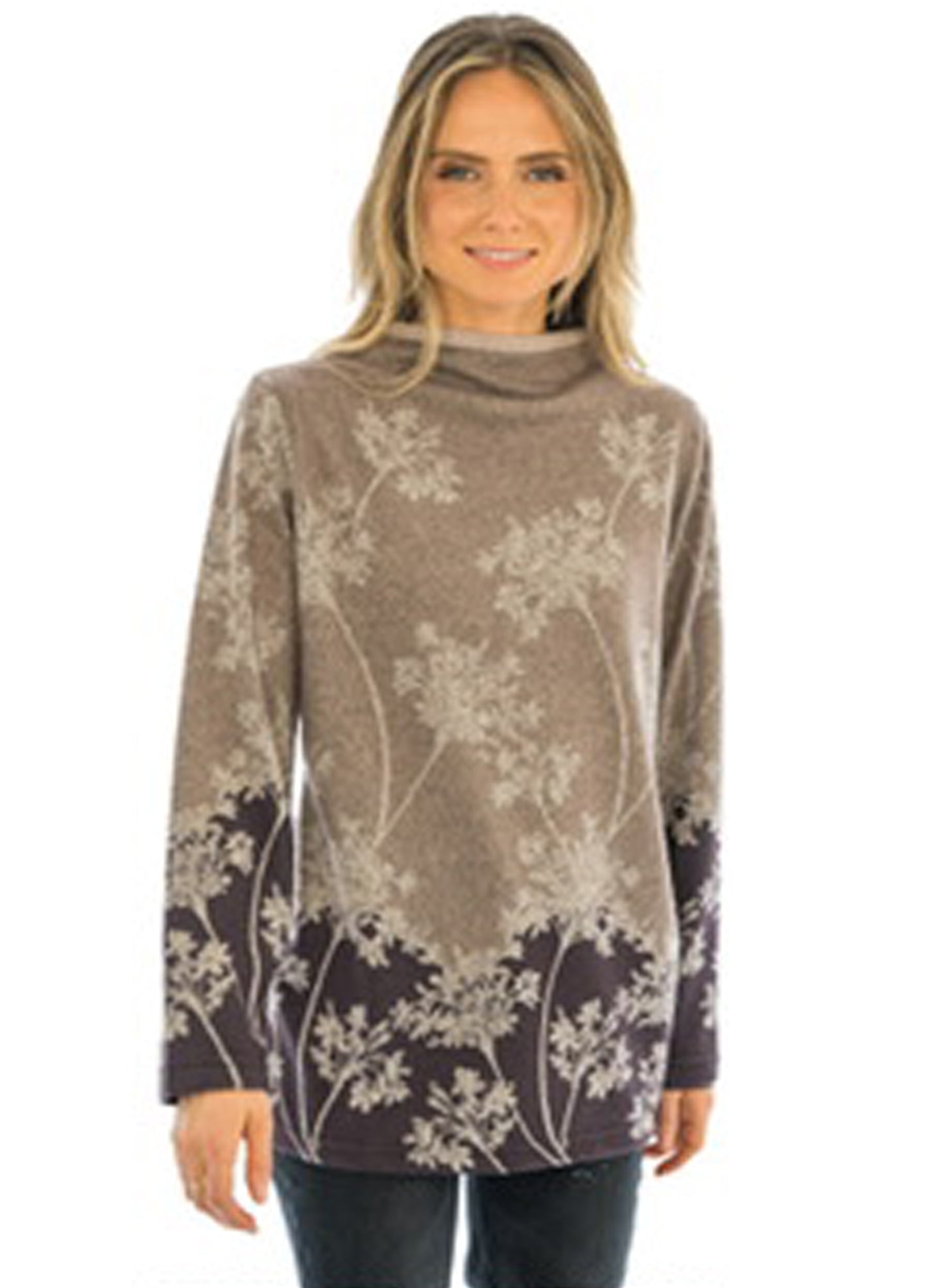 Trisha Tyler Trisha Tyler Funnel Neck Ombre Print Sweater - Brown, Tan, Creme available at The Good Life Boutique