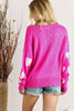 Adora Adora - Lovely Heart Sweater Top - Hot Pink available at The Good Life Boutique