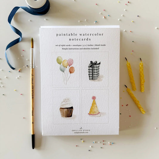 Emily Lex Studio Celebrate Paintable Watercolor Notecard Set available at The Good Life Boutique