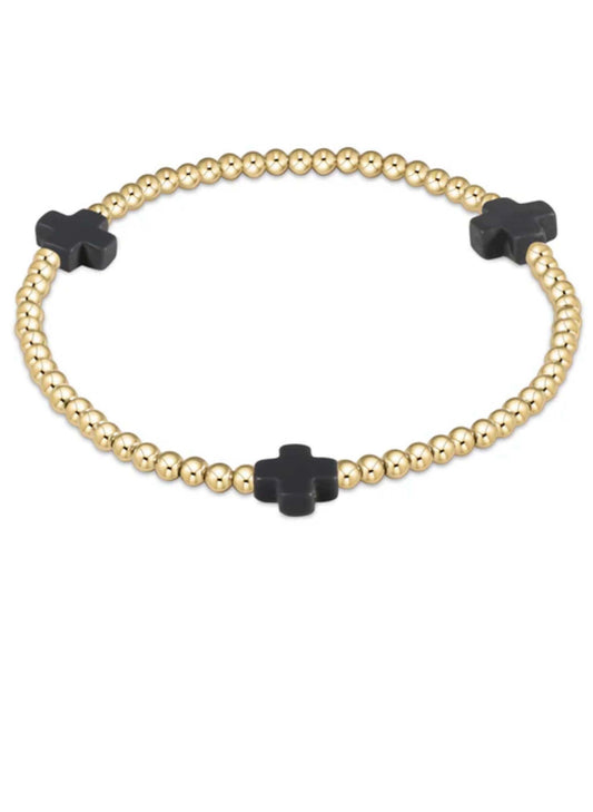 enewton design Enewton - Signature Cross Gold Pattern 3mm Bead Bracelet - Charcoal available at The Good Life Boutique