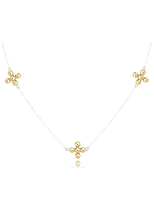 Enewton - 15" Choker Simplicity Chain Sterling Mixed Metal - Classic Beaded Signature Cross Goldd