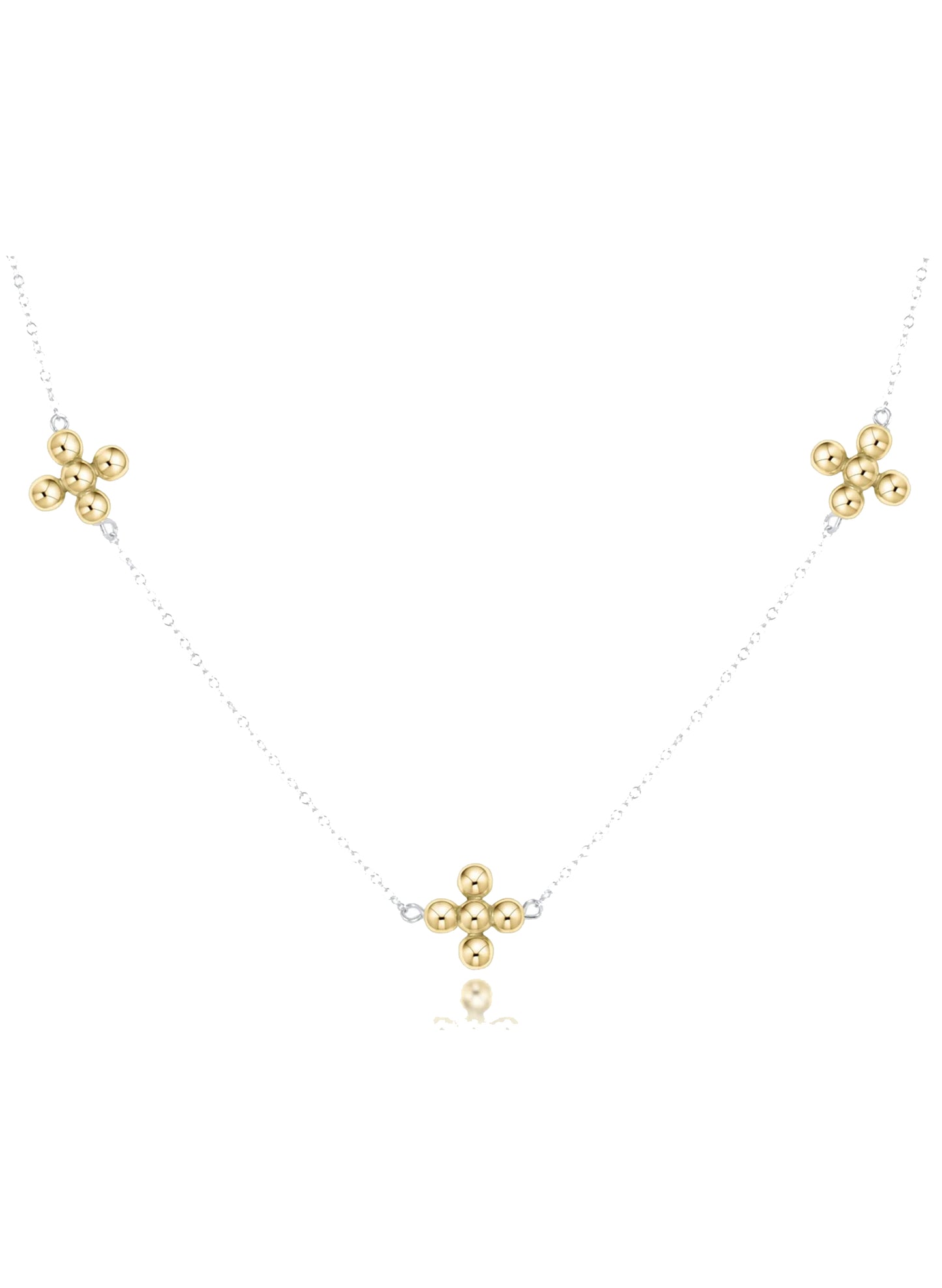 Enewton - 15" Choker Simplicity Chain Sterling Mixed Metal - Classic Beaded Signature Cross Goldd