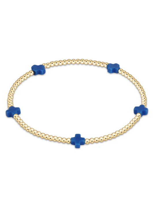 enewton design Enewton - Signature Cross Small Gold Pattern 2mm Bead Bracelet - Cobalt available at The Good Life Boutique