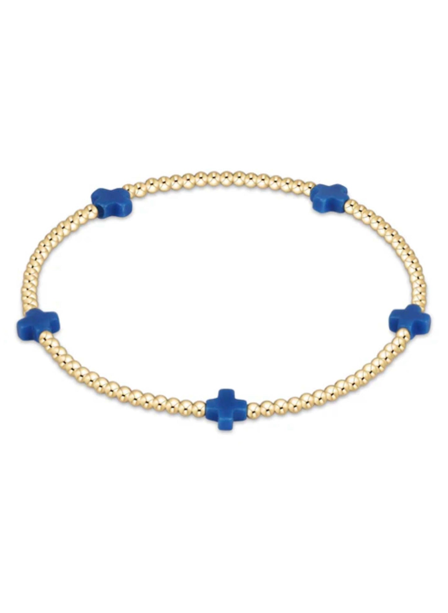 enewton design Enewton - Signature Cross Small Gold Pattern 2mm Bead Bracelet - Cobalt available at The Good Life Boutique
