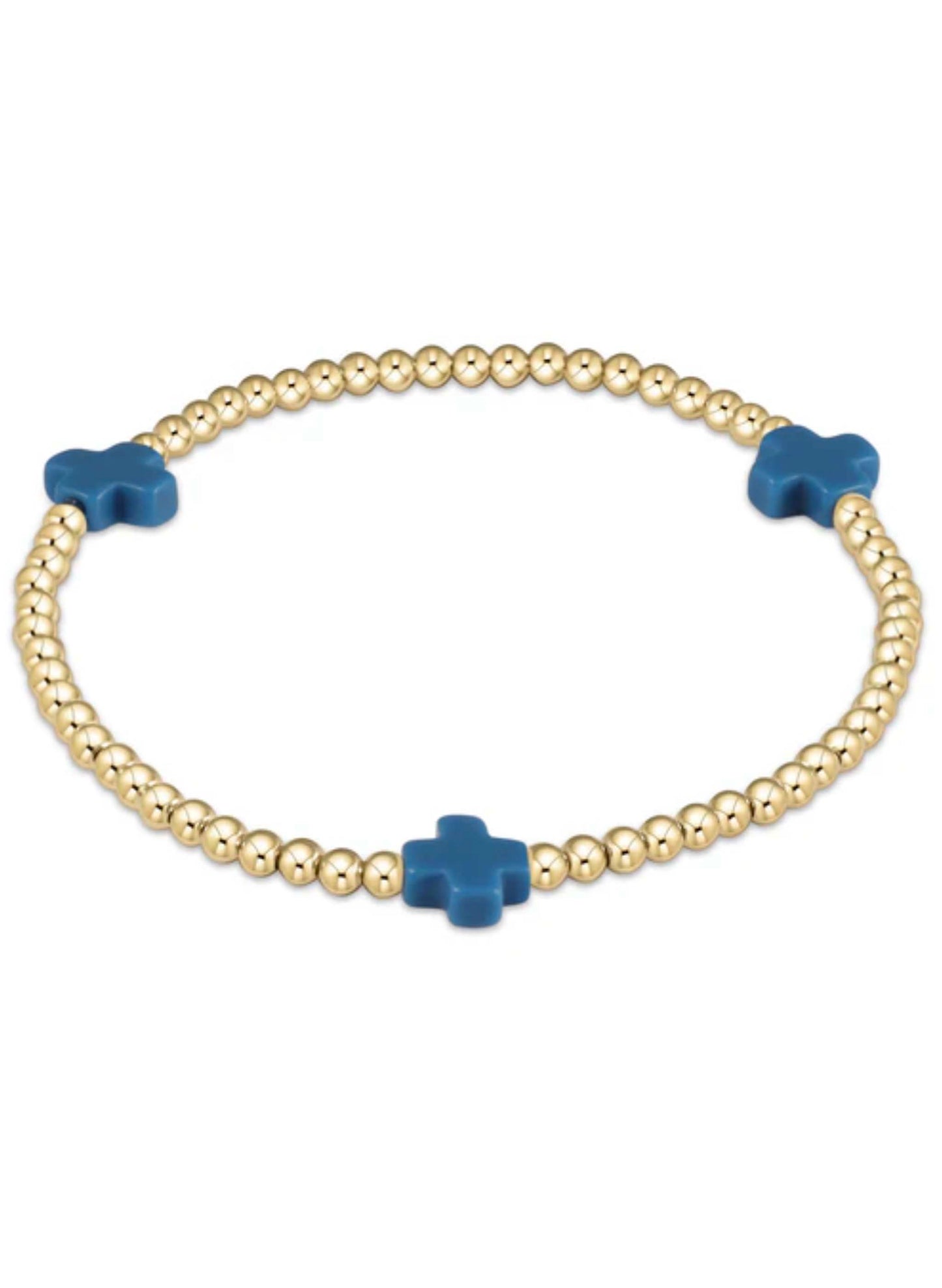 enewton design Enewton - Signature Cross Gold Pattern 3mm Bead Bracelet - Cobalt available at The Good Life Boutique