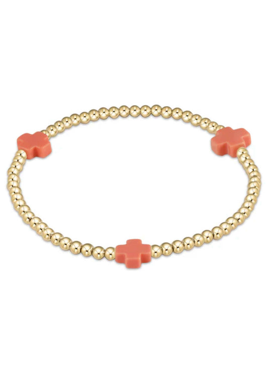 enewton design Enewton - Signature Cross Gold Pattern 3mm Bead Bracelet - Coral available at The Good Life Boutique