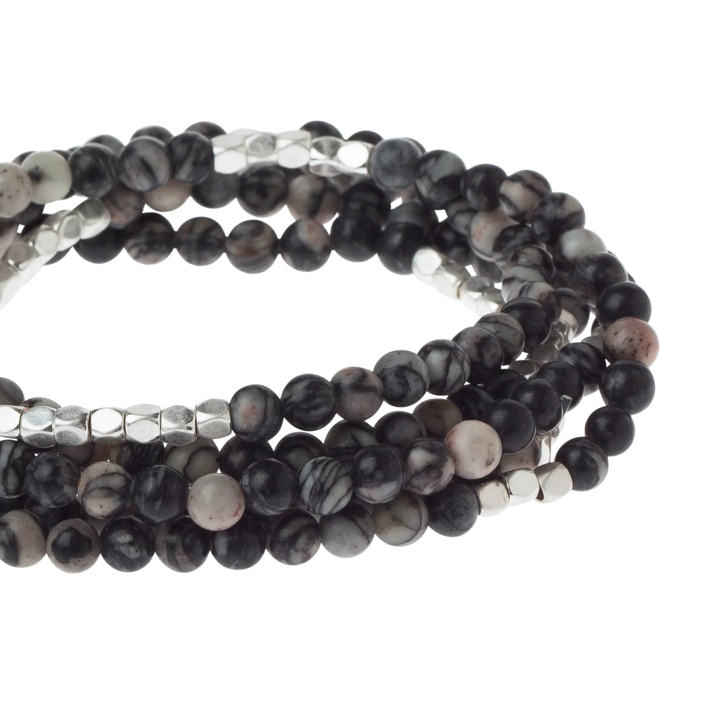 Scout Curated Wears Stone Wrap Bracelet/Necklace - Black Network Agate - Stone of Inner Stability available at The Good Life Boutique
