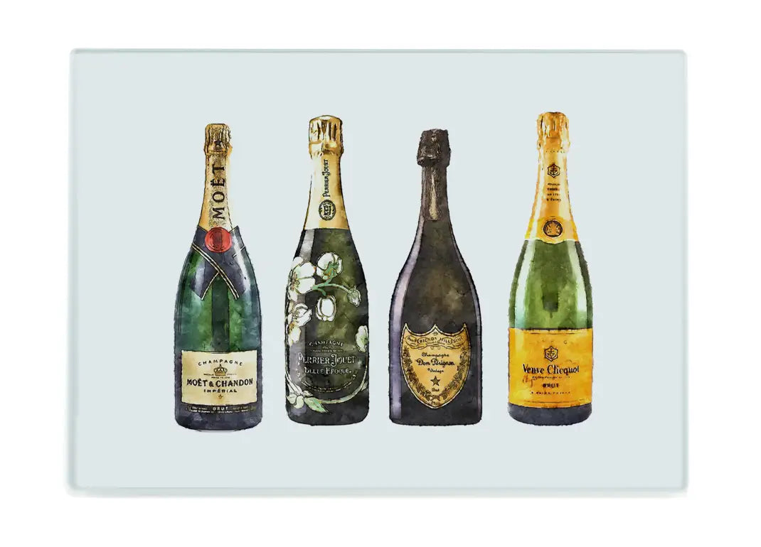 Toss Designs Glass Cutting Board - 4 Champagne Bottles available at The Good Life Boutique