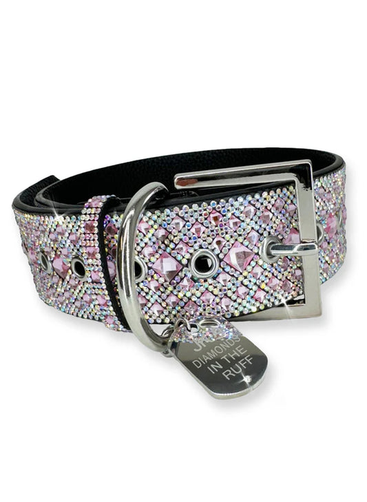 JacquelineKent Jacqueline Kent - Dog Collar - Diamonds In The Ruff - Pink - Large available at The Good Life Boutique