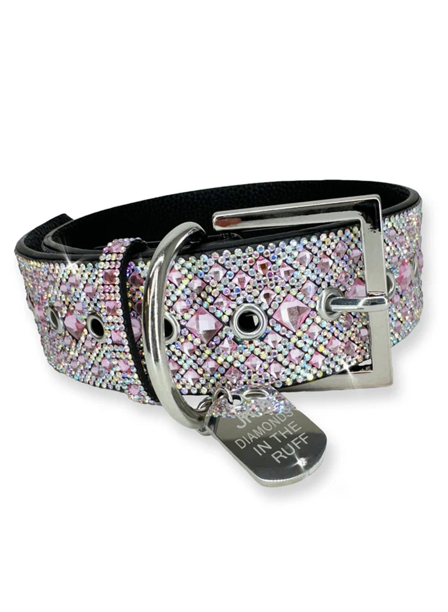 JacquelineKent Jacqueline Kent - Dog Collar - Diamonds In The Ruff - Pink - Large available at The Good Life Boutique