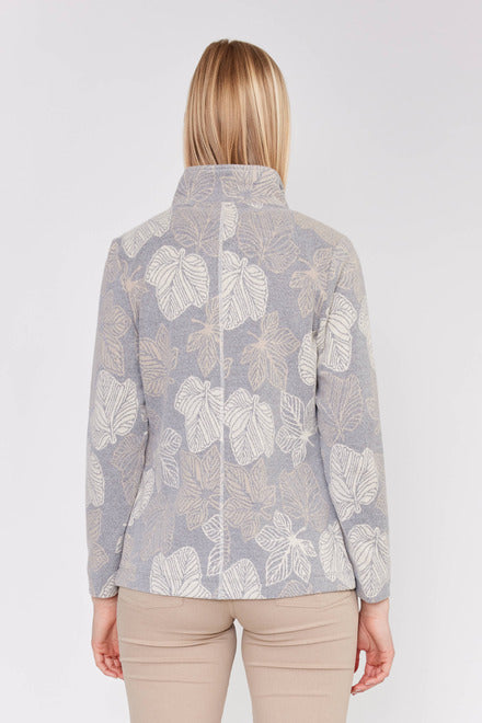 Dolcezza Inc. Dolcezza - Knit Jacket -Leaf print - Taupe + Cream available at The Good Life Boutique