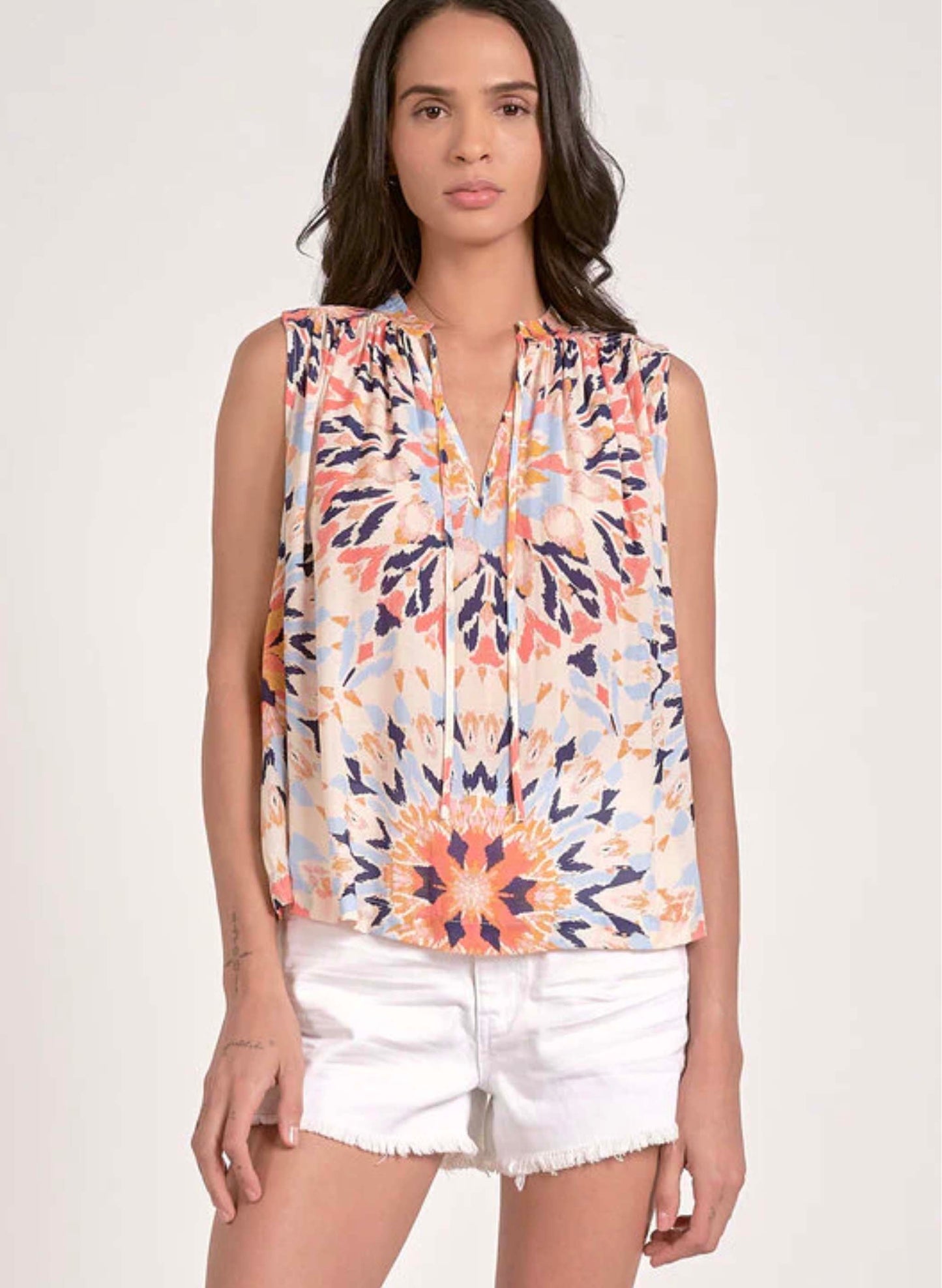 Elan Elan - Top Sleeveless Flowy - Multi Kaleidoscope available at The Good Life Boutique