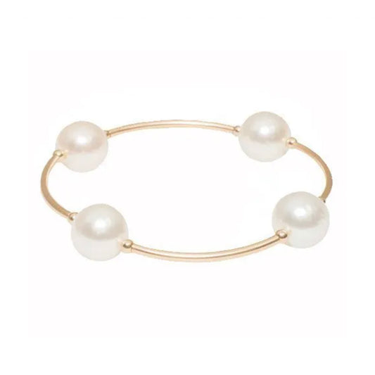 Made As Intended 12mm White Pearl Blessing Bracelet - Gold Links available at The Good Life Boutique