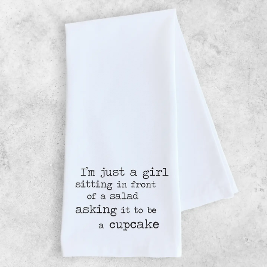 Dev D + Co. I'm Just A Girl - Tea Towel available at The Good Life Boutique