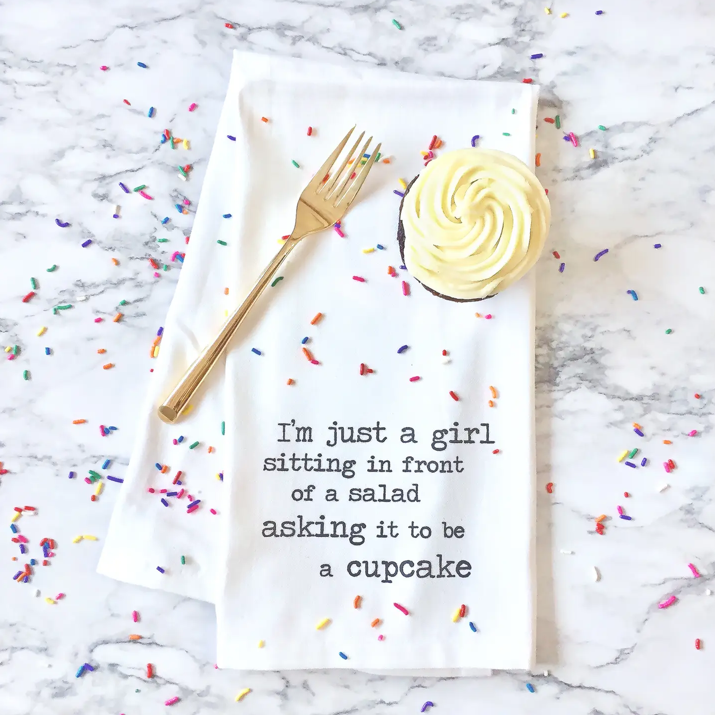 Dev D + Co. I'm Just A Girl - Tea Towel available at The Good Life Boutique