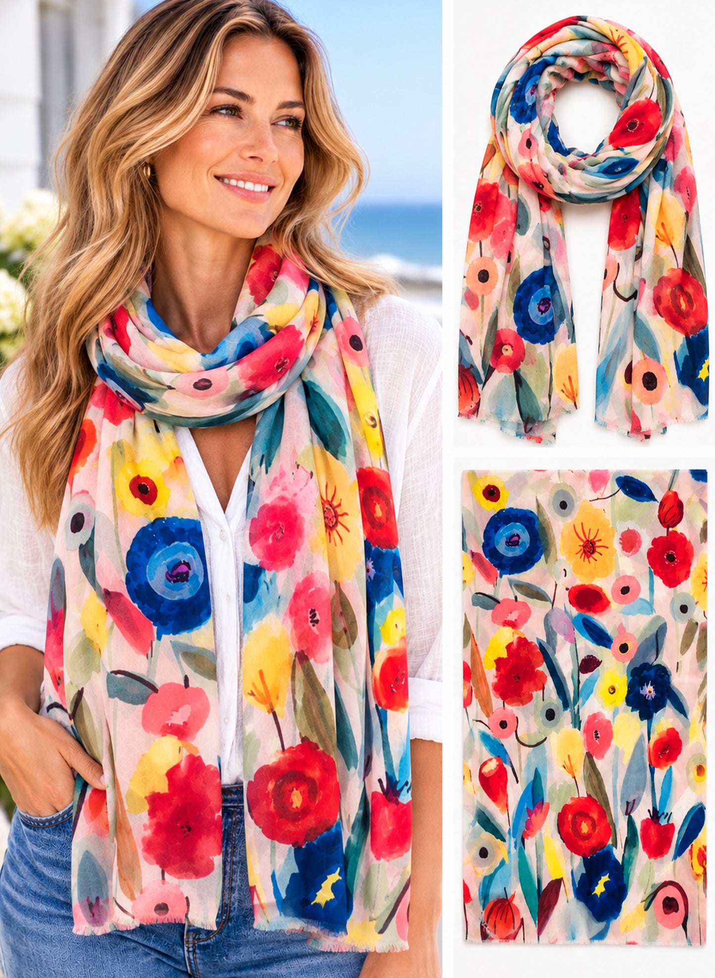 NHM Inc. Printed Cashmere Scarf 65 available at The Good Life Boutique