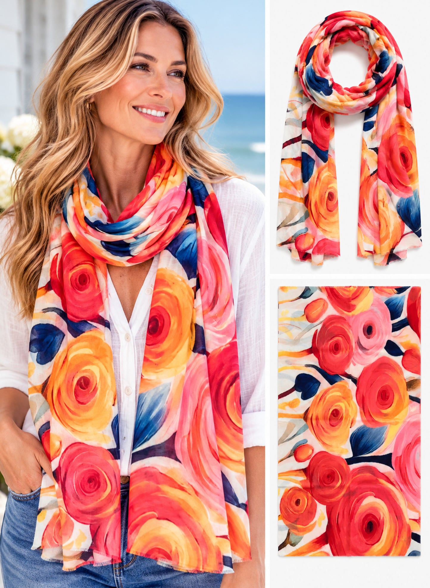 NHM Inc. Printed Cashmere Scarf 73 available at The Good Life Boutique